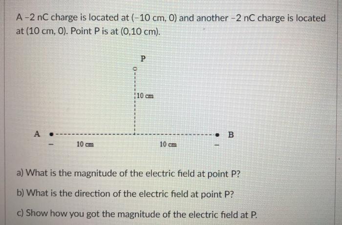 Solved A-2 nC charge is located at (-10 cm, 0) and another | Chegg.com