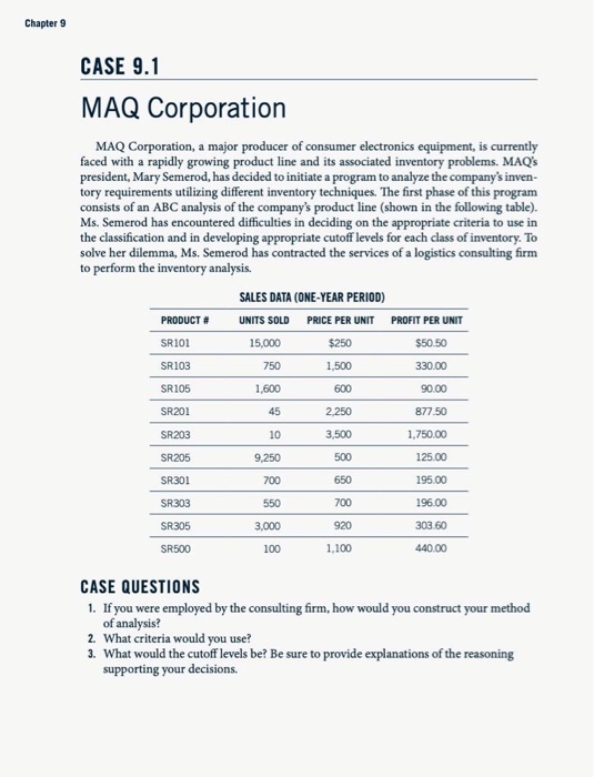 Solved Chapter 9 Case 9 1 Maq Corporation Maq Corporation A Chegg Com