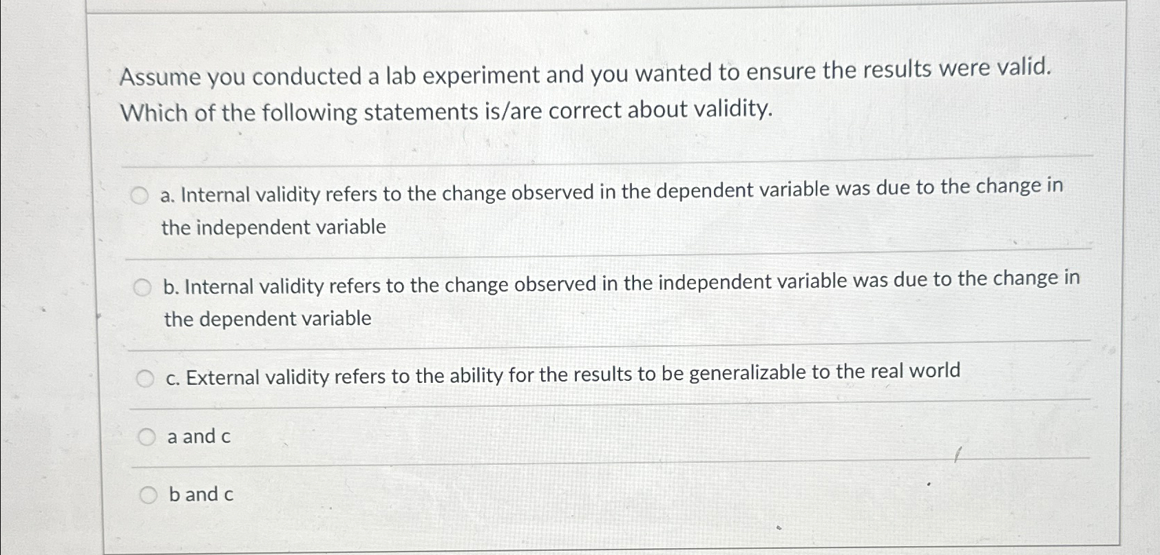 Solved Assume you conducted a lab experiment and you wanted | Chegg.com