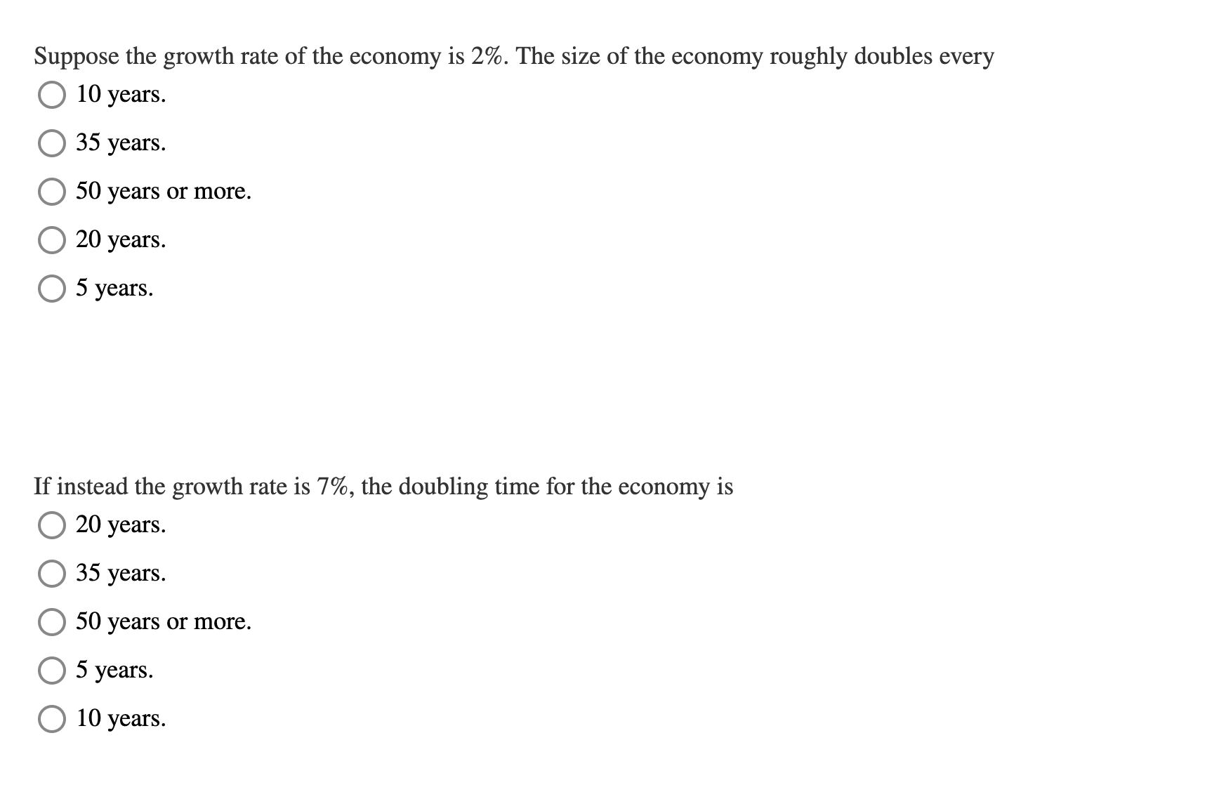Solved Suppose the growth rate of the economy is \( 2 \% \). | Chegg.com