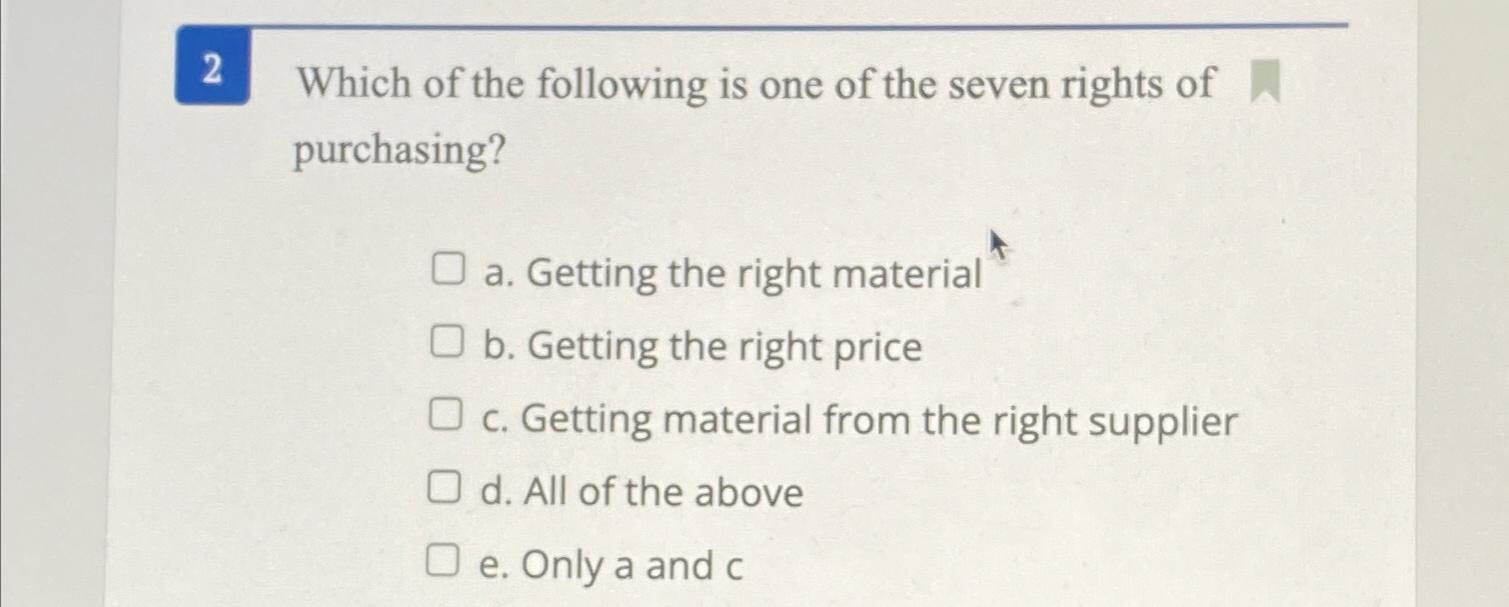 Solved 2 ﻿Which of the following is one of the seven rights | Chegg.com