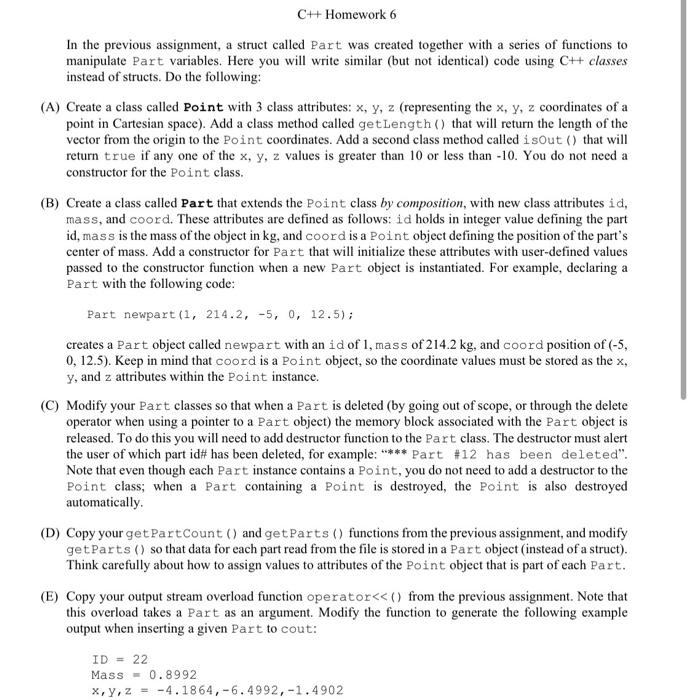 Solved C++ Homework 6 In the previous assignment, a struct | Chegg.com