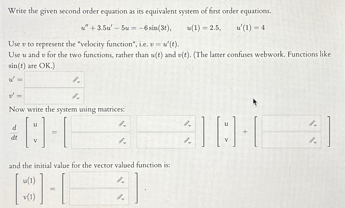 Solved Write the given second order equation as its | Chegg.com