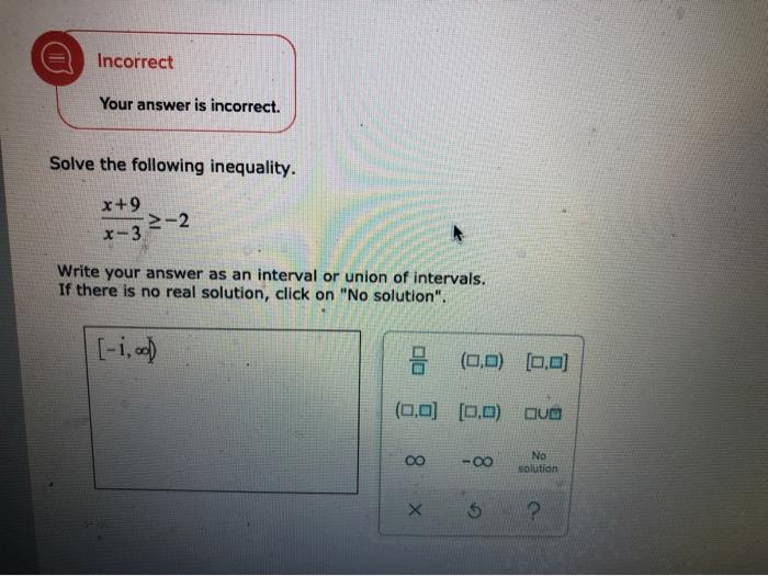 Solved Incorrect Your answer is incorrect. Solve the | Chegg.com