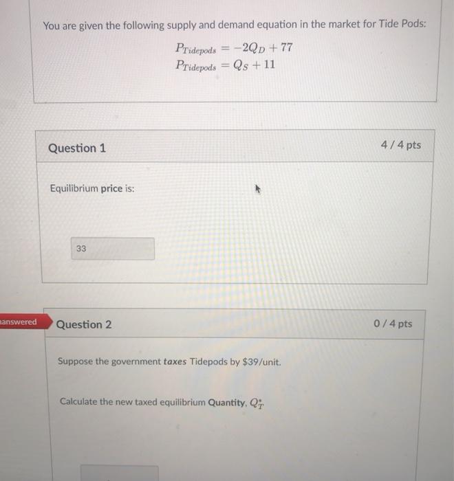 Solved You are given the following supply and demand | Chegg.com