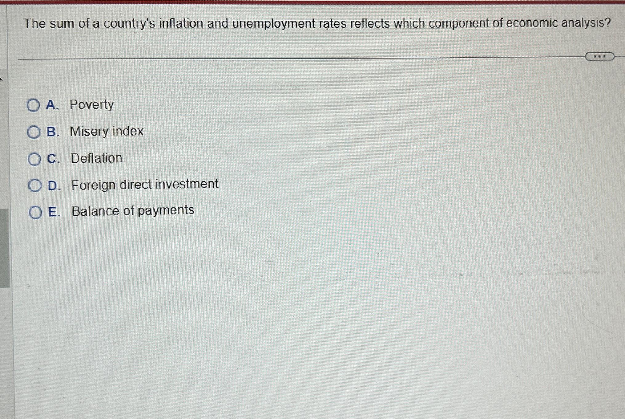 Solved The sum of a country's inflation and unemployment | Chegg.com