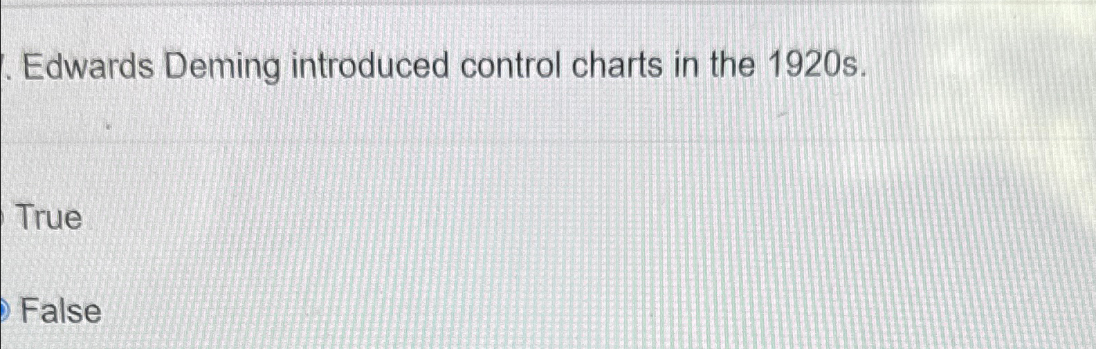 Solved Edwards Deming introduced control charts in the | Chegg.com