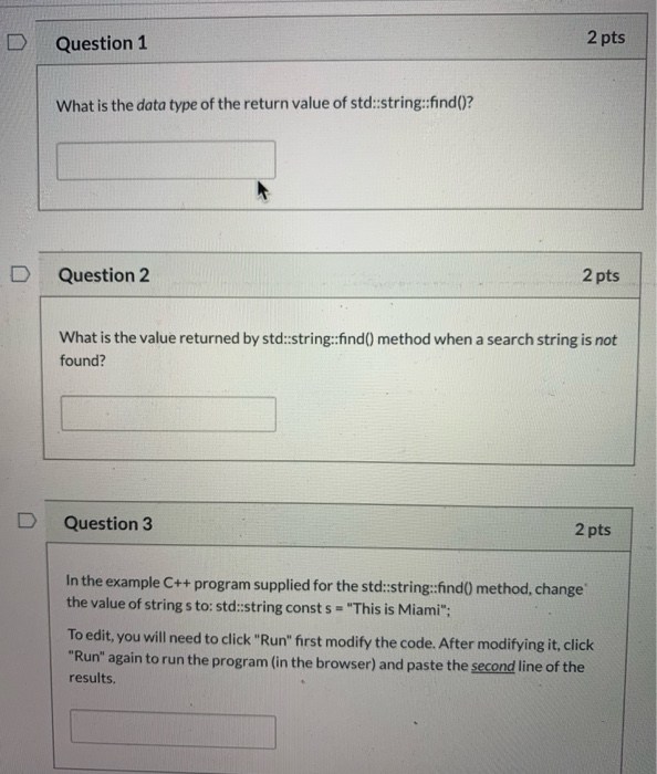 Solved Question 1 2 pts What is the data type of the return | Chegg.com