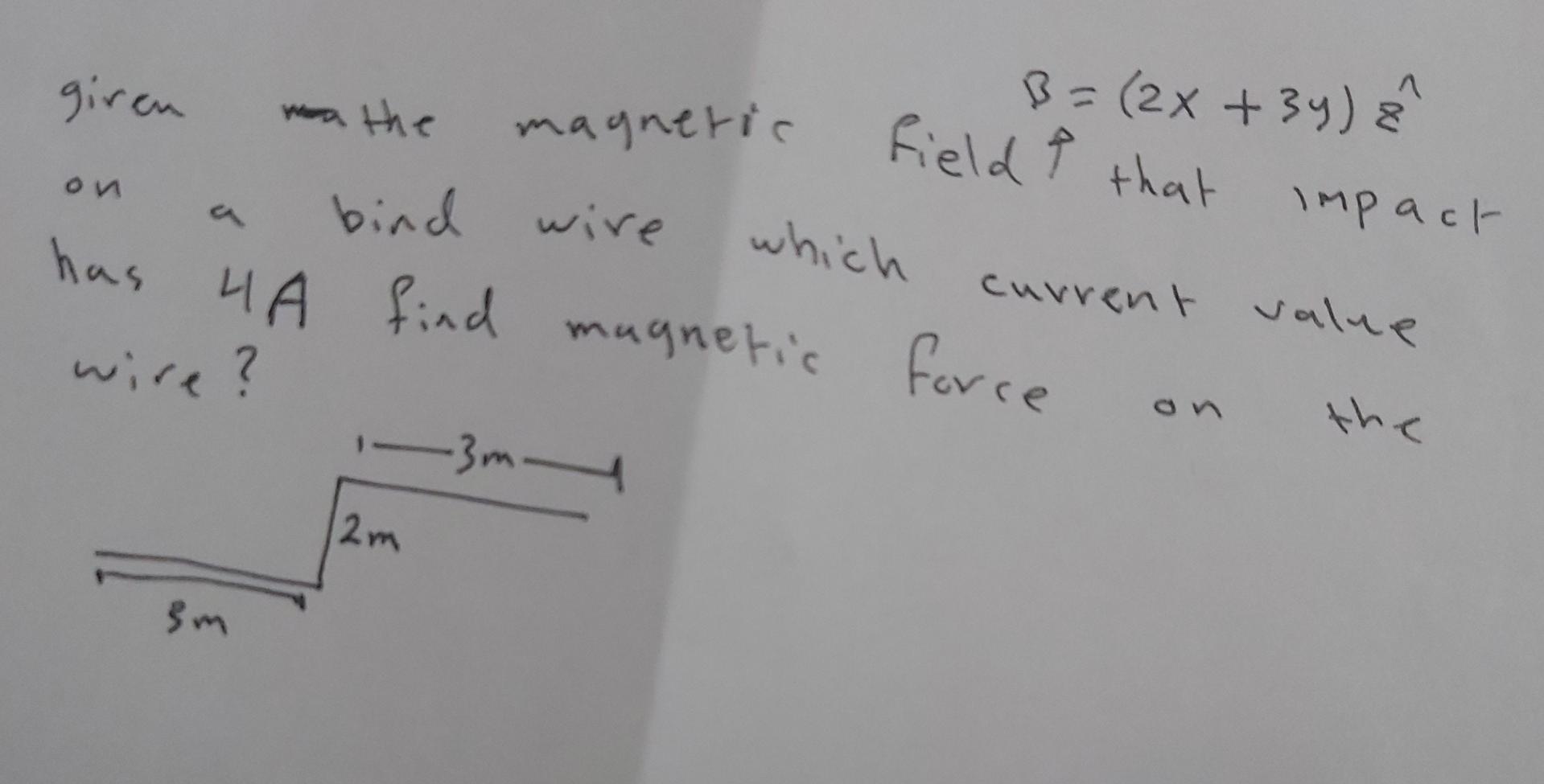 Solved Giren The Magnetic Field β=(2x+3y)εn On A Bind Wire | Chegg.com