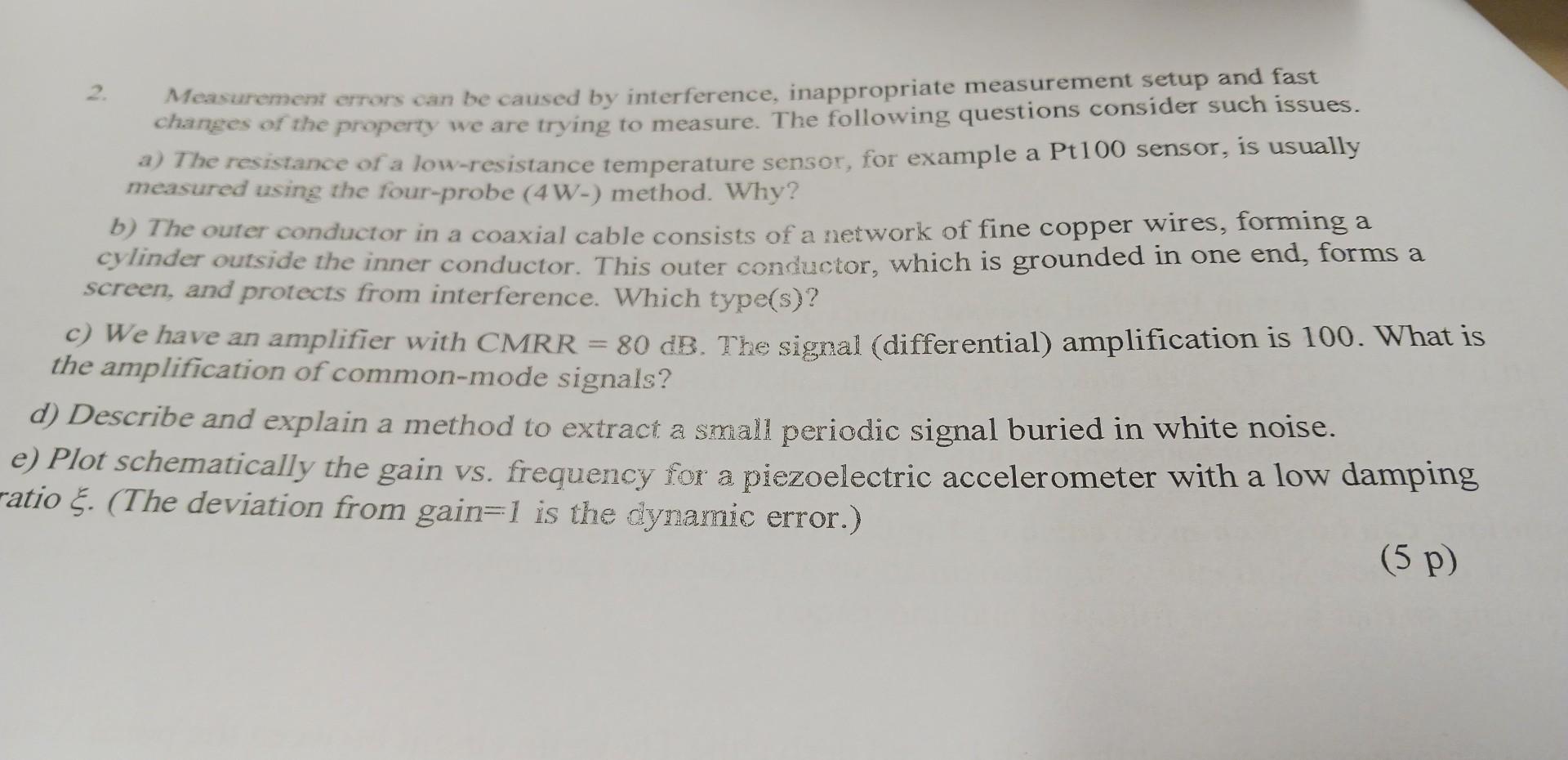 2. Measurement Errors Can Be Caused By Interference, | Chegg.com