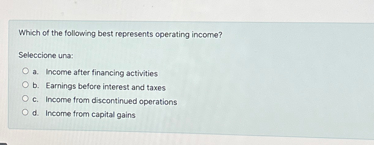 Solved Which of the following best represents operating | Chegg.com