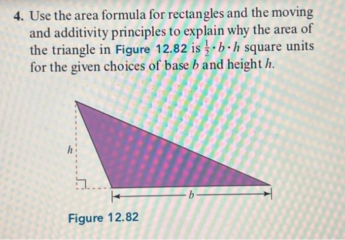 Solved 4. Use the area formula for rectangles and the moving | Chegg.com
