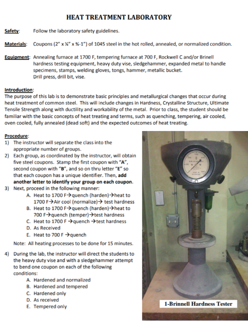 Safety HEAT TREATMENT LABORATORY Follow the | Chegg.com