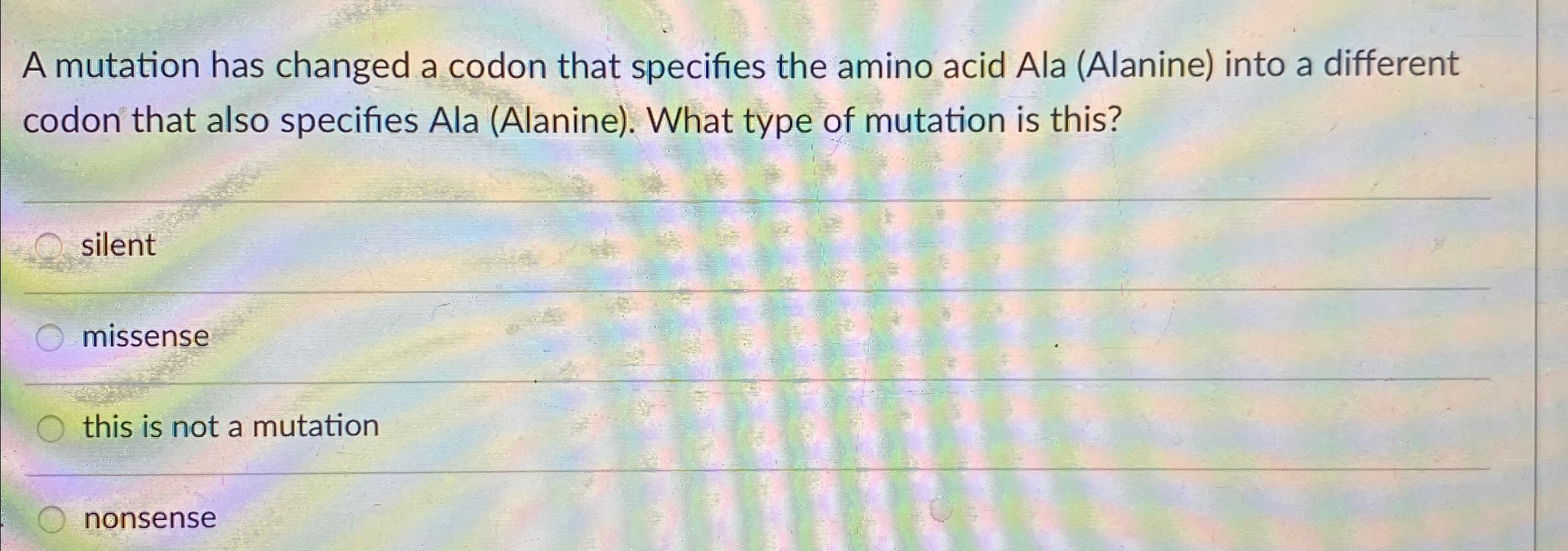 Solved A mutation has changed a codon that specifies the | Chegg.com