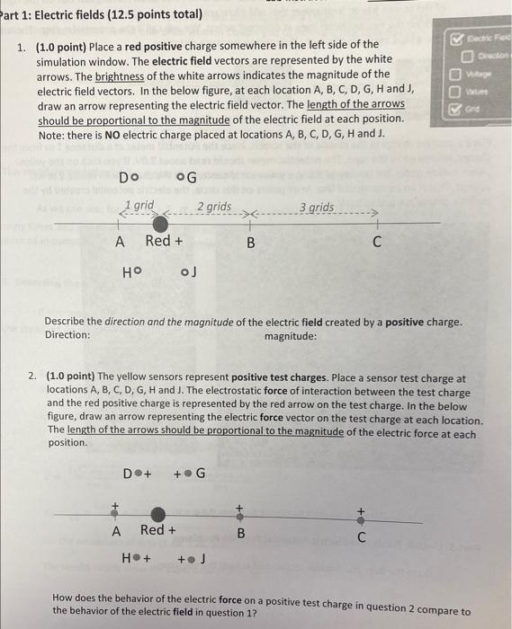 Solved 1. (1.0 point) Place a red positive charge somewhere | Chegg.com