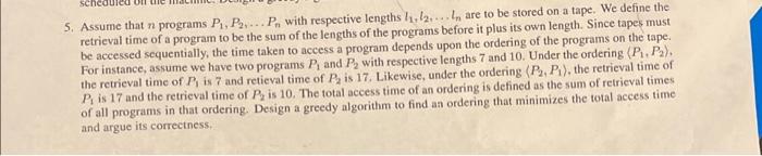 Solved 5. Assume that n programs P1,P2,…Pn with respective | Chegg.com