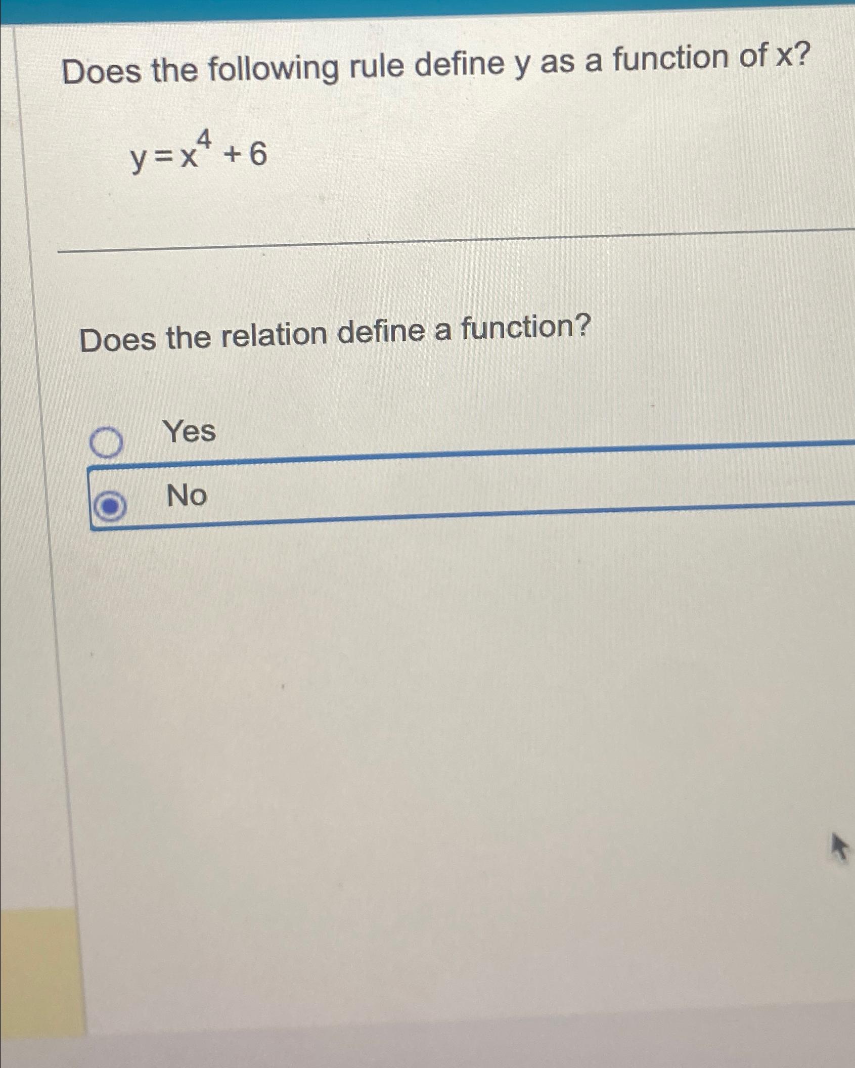 Solved Does the following rule define y ﻿as a function of | Chegg.com