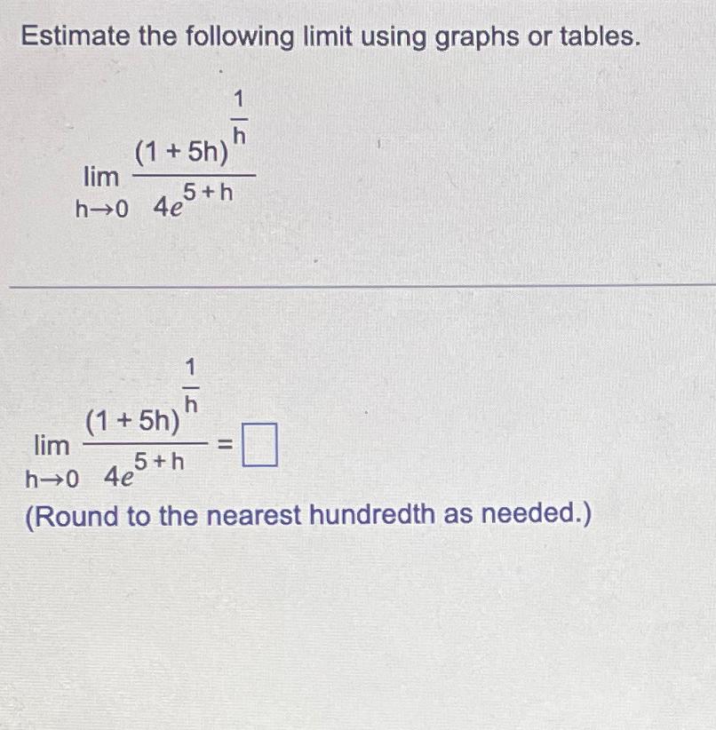 Solved Estimate the following limit using graphs or | Chegg.com