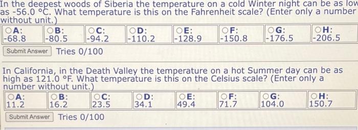 Solved In The Deepest Woods Of Siberia The Temperature On A Chegg Com   Image