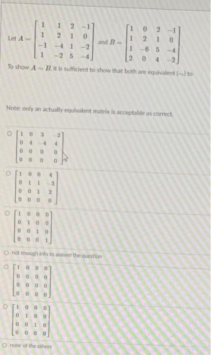 Solved 1 2 -1 0 2 -1 2 1 Let A 0 0 and B- -1 -4 1 -2 1 -65 1 | Chegg.com