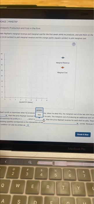 GAGE MINDTAP
mework: Production and Cost in the Firm
late Raphaels marginal revenue and marginal cost for the first seven sh