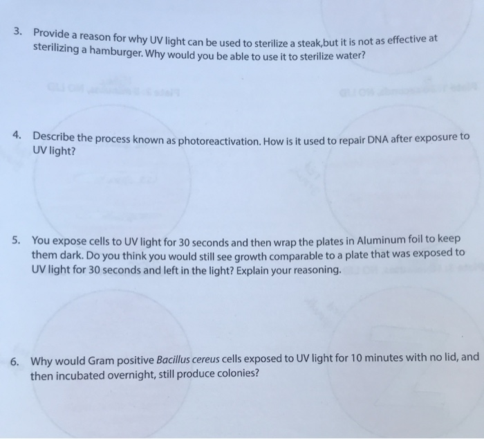 Solved 3. Provide a reason for why UV light can be used to | Chegg.com