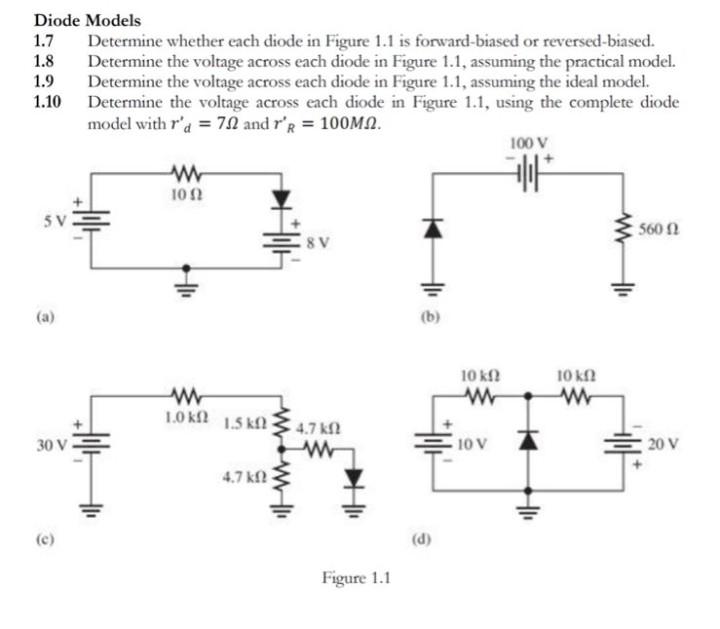 Solved Diode Models 1.7 Determine whether each diode in | Chegg.com