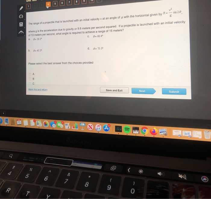 E Sine With The Horizontal Given By R The Range Of A Chegg Com