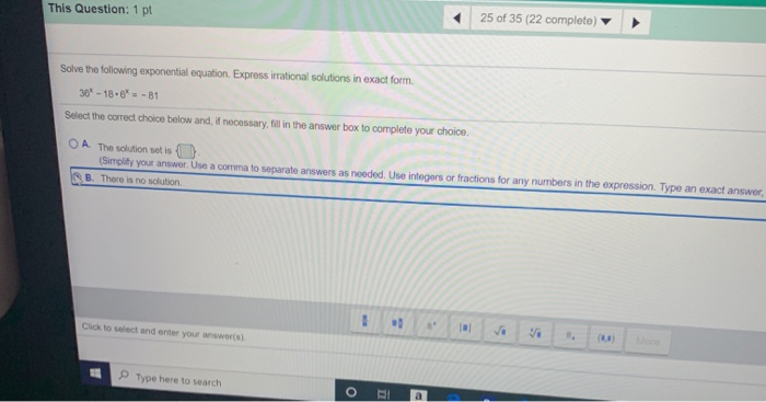 Solved This Question: 1 pt 25 of 35 22 complete) Solve the | Chegg.com
