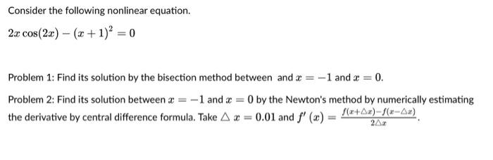 Solved Consider the following nonlinear equation. | Chegg.com