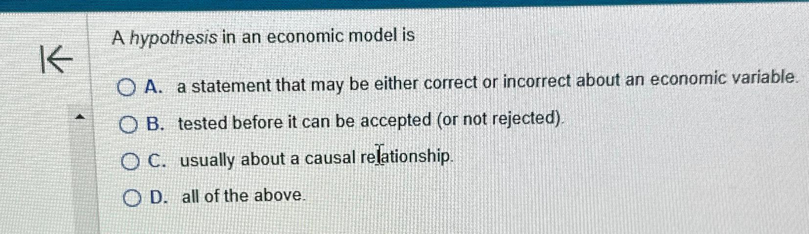 hypothesis in an economic model is