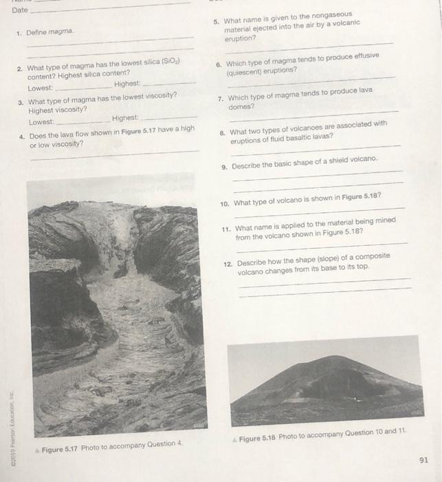 Solved Date 1. Define magma 5. What name is given to the