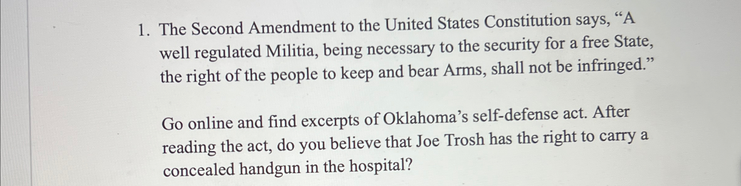 Solved The Second Amendment to the United States | Chegg.com