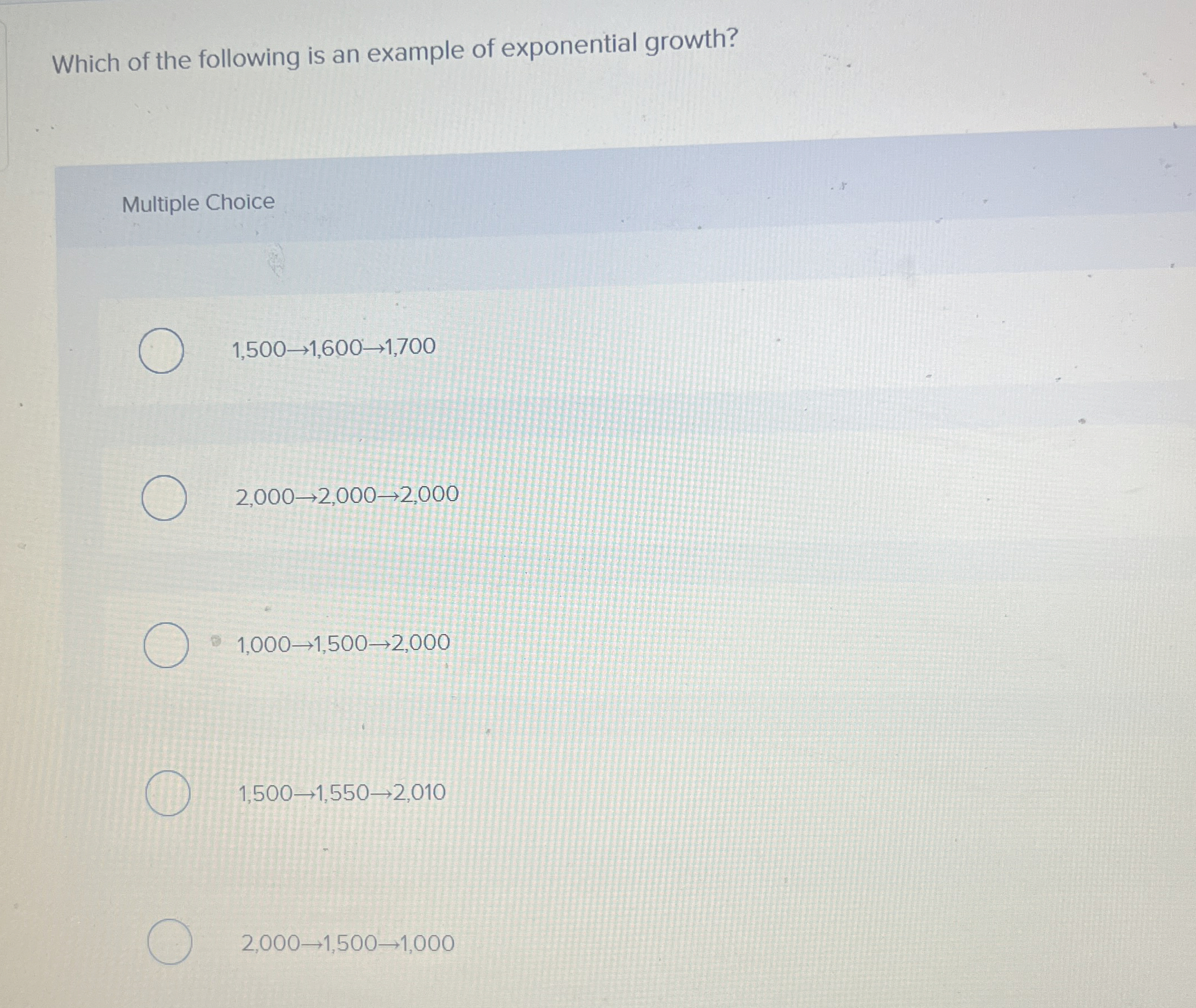 Solved Which of the following is an example of exponential | Chegg.com