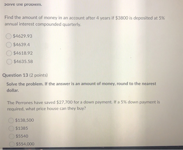 Solved Solve The Problem. Find The Amount Of Money In An | Chegg.com