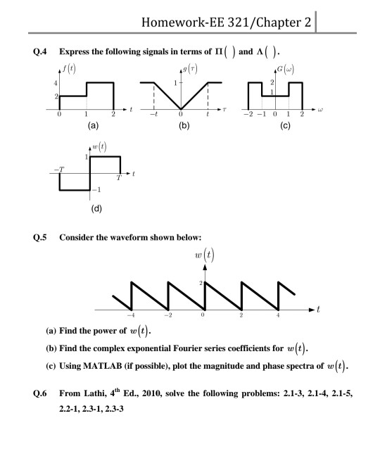 Solved Homework Ee 321 Chapter 2 Q 4 Express The Followin Chegg Com