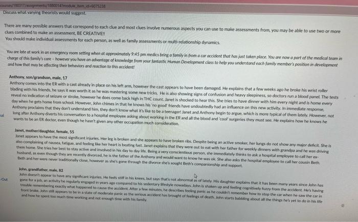 Solved Final Project - Family Assessment 3-5 pages Using | Chegg.com