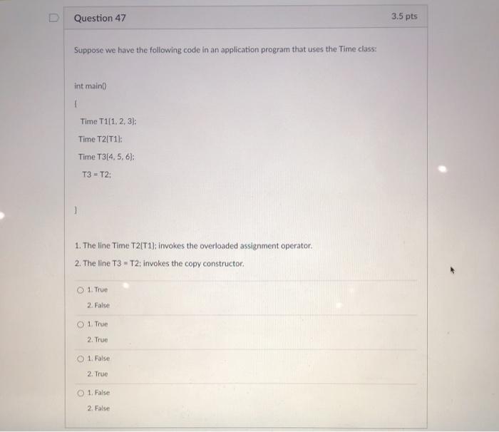 Solved Question 47 3.5 pts Suppose we have the following | Chegg.com