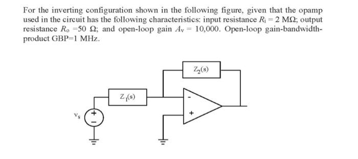 Solved For the inverting configuration shown in the | Chegg.com