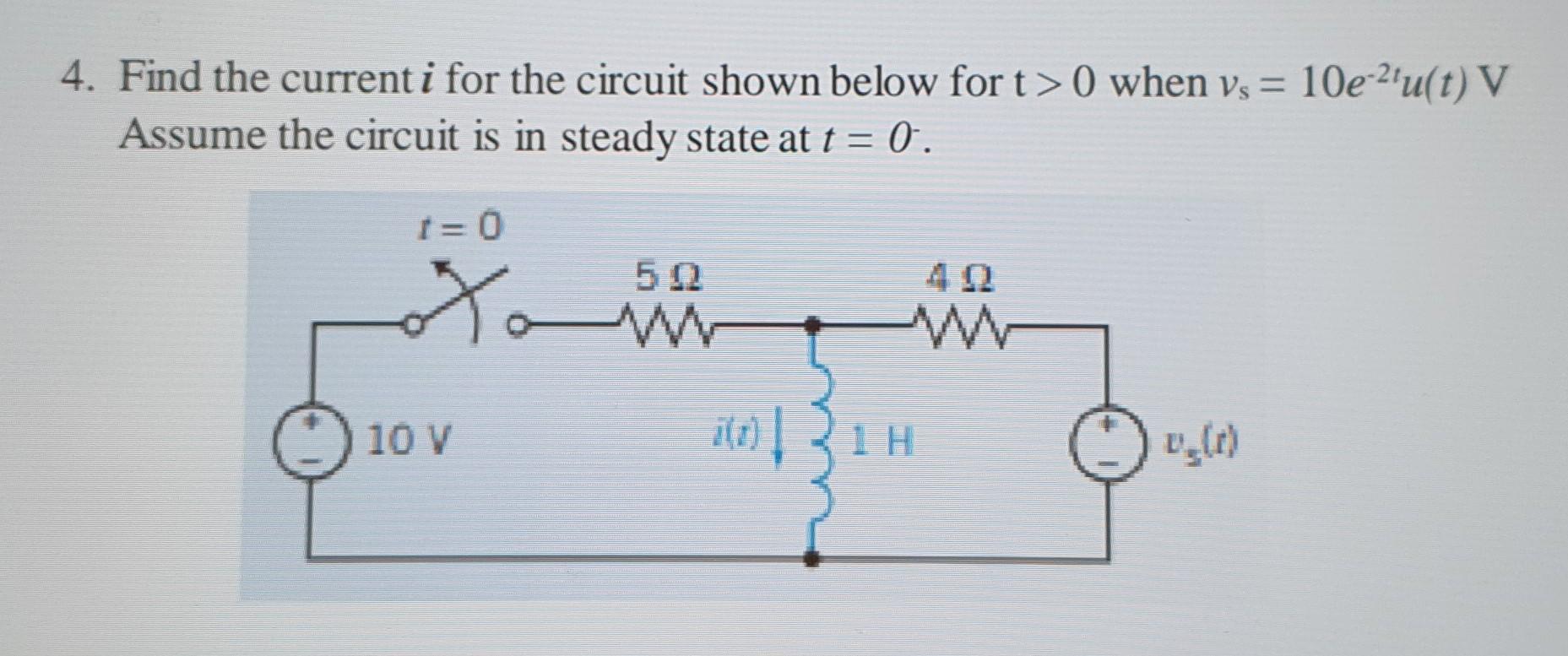 Solved 4. Find the current i for the circuit shown below for | Chegg.com