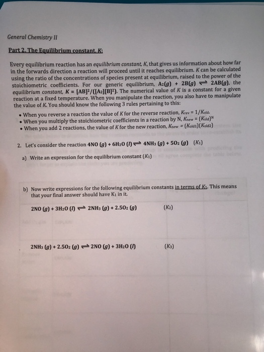 Solved General Chemistry II Part 2. The Equilibrium | Chegg.com