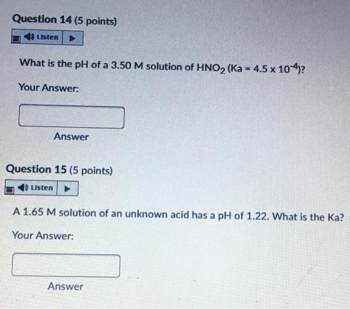 Solved Question 14 (5 points) Listen What is the pH of a | Chegg.com