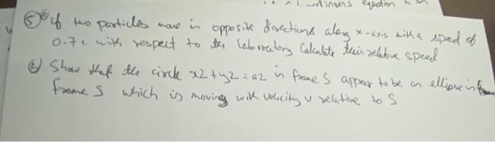 Solved andlingers equation if two particles move in opposite | Chegg.com
