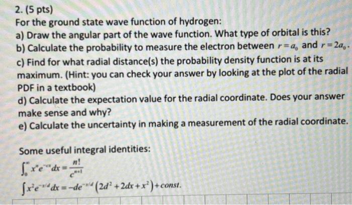 Solved For The Ground State Wave Function Of Hydrogen A