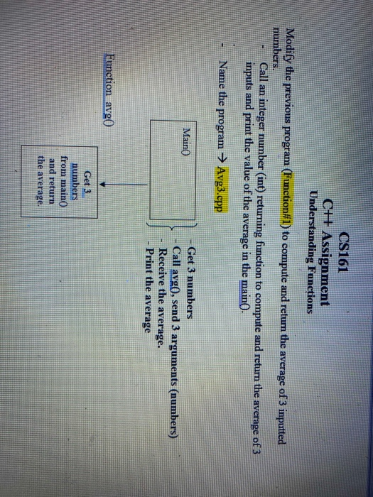 Solved CS161 CH Assignment Understanding Functions Modify | Chegg.com
