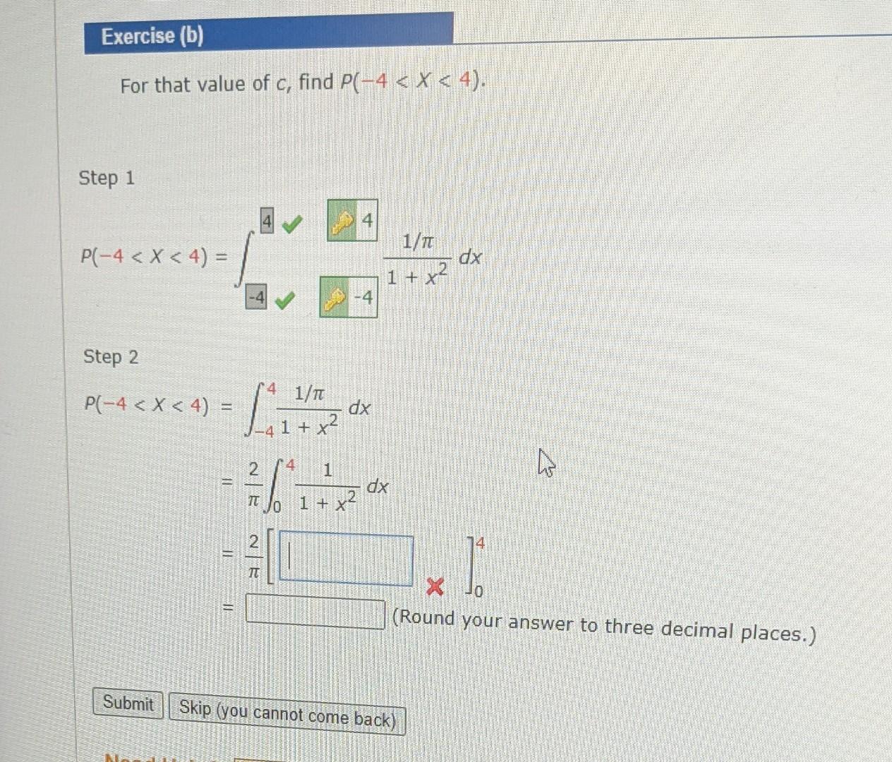 Solved For that value of c, find P(−4 | Chegg.com