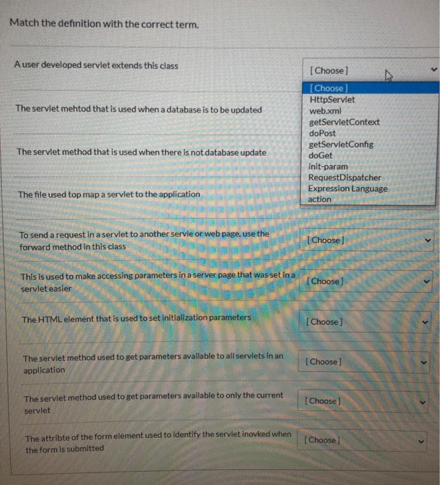 Solved Match the definition with the correct term. A user