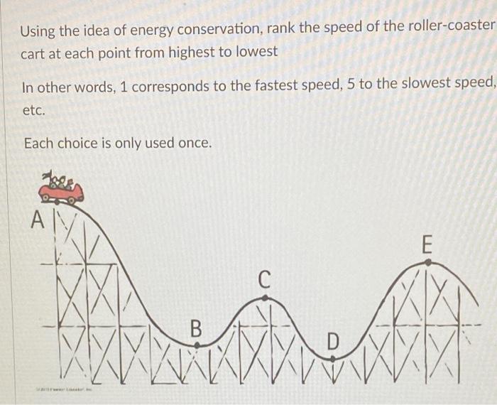 Solved Using the idea of energy conservation rank the speed