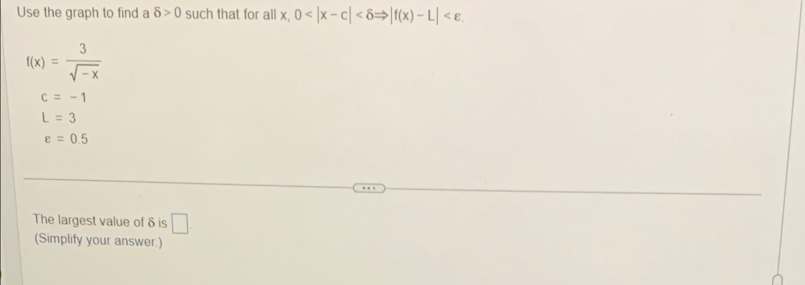 Solved Use the graph to find a δ>0 ﻿such that for all | Chegg.com