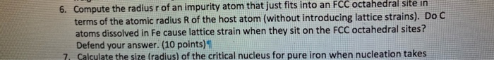 Solved 6. Compute the radius r of an impurity atom that just | Chegg.com